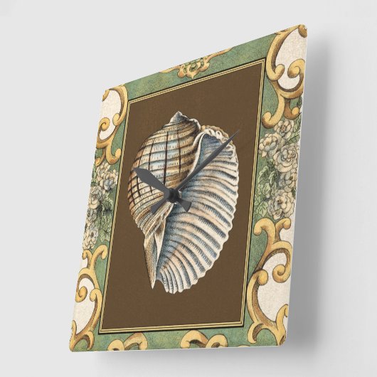 Muscheln der kleinen Meerjungfrau Quadratische Wanduhr (Winkel)