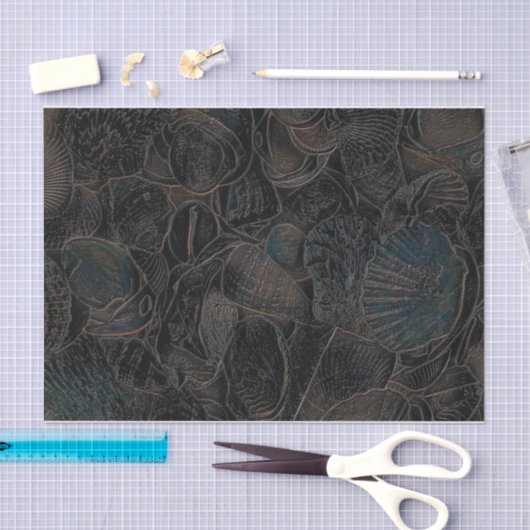 Muscheln Dunkle Aquamarine Schwarzmeer Beach Art Seidenpapier (Handwerk)