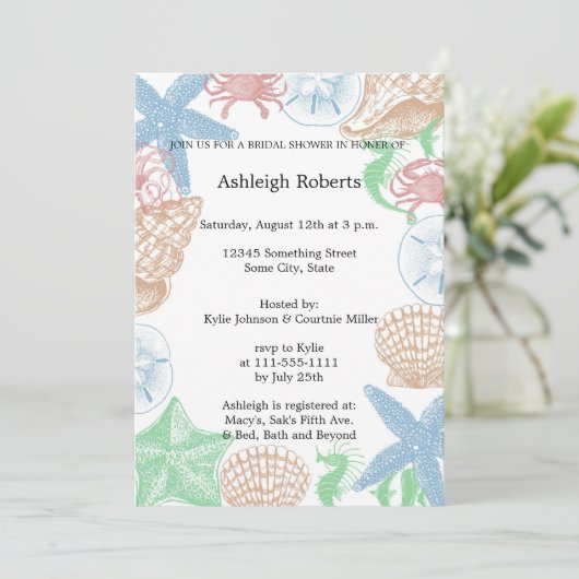 Muscheln Einladung (Stehend Vorderseite)