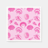 Muscheln - Fuchsienrot und weiß Serviette (Vorderseite)