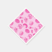 Muscheln - Fuchsienrot und weiß Serviette (Ecke)