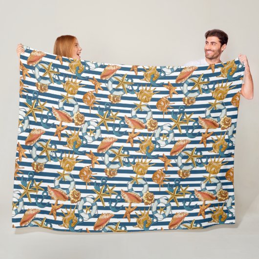 Muscheln für die Anker-Lebenslinie der Streifenmus Fleecedecke (Beispiel)