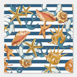 Muscheln für die Anker-Lebenslinie der Streifenmus Tapete