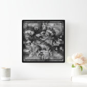 Muscheln für Schwarz und Weiß Quadratische Wanduhr (Zuhause)