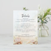 Muscheln für tropische Hochzeiten am Strand Begleitkarte (Stehend Vorderseite)