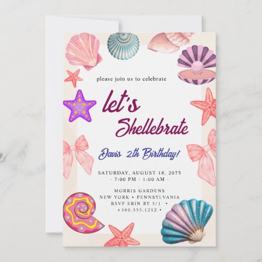 Muscheln Geburtstag  Einladung (Vorderseite)