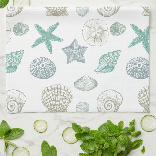 Muscheln Geschirrtuch (Gefaltet)
