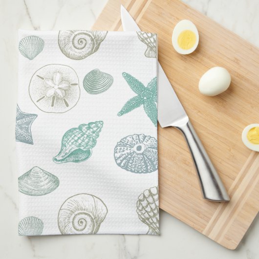 Muscheln Geschirrtuch (Viertel Falte)