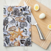 Muscheln Geschirrtuch (Viertel Falte)