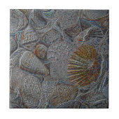 Muscheln Grau Gold Silver Ocean Beach Thema Fliese (Vorderseite)