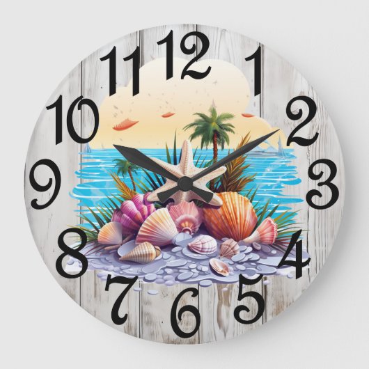 Muscheln Große Wanduhr (Vorderseite)