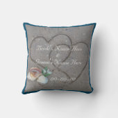 Muscheln & Herz am Strand, maßgeschneidertes Hochz Kissen (Rückseite)