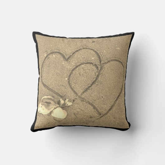 Muscheln & Herz am Strand, maßgeschneidertes Hochz Kissen (Rückseite)