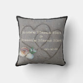 Muscheln & Herz am Strand, maßgeschneidertes Hochz Kissen (Rückseite)