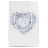 Muscheln Herzkunst danke Ihnen Strand Blau Hochzei Mittlere Geschenktüte (Vorderseite)