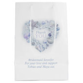 Muscheln Herzkunst danke Ihnen Strand Blau Hochzei Mittlere Geschenktüte (Rückseite)
