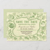 Muscheln Hochzeit am grünen Strand Save the Date Einladung (Vorne/Hinten)