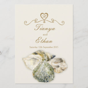 Muscheln Hochzeit Einladung Elfenbein Sahne