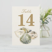 Muscheln Hochzeit Tischnummern (Stehend Vorderseite)