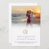 Muscheln Hochzeitsfeiern am Aquarellstrand Save The Date (Vorne/Hinten)