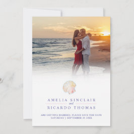Muscheln Hochzeitsfeiern am Aquarellstrand Save The Date
