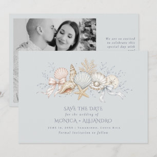 Muscheln Hochzeitsglocken Küstenhochzeitsfoto  Save The Date