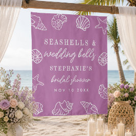 Muscheln Hochzeitsglocken Mauve Lila Brautparty Wandteppich