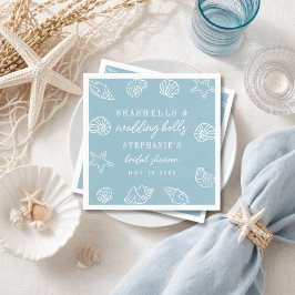 Muscheln & Hochzeitsglocken Meerblaue Bridal Showe Serviette