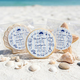 Muscheln & Hochzeitsglocken Strand-Junggesellinnen Runder Aufkleber