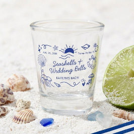 Muscheln & Hochzeitsglocken Strand-Junggesellinnen Schnapsglas