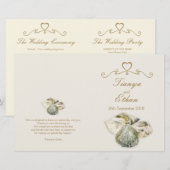 Muscheln Hochzeitsprogramm für Aquarellkunst (Vorne/Hinten)
