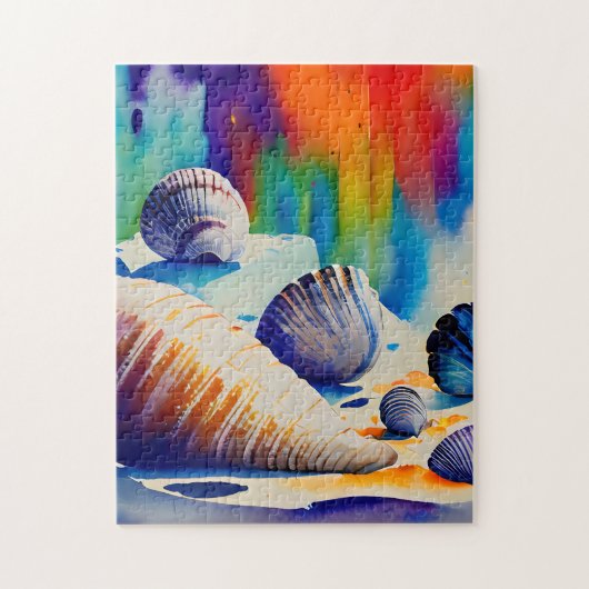 Muscheln im farbenfrohen Hintergrund Puzzle (Vertikal)