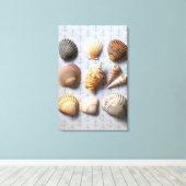 Muscheln im Hintergrund Leinwanddruck (Insitu (Holzboden))