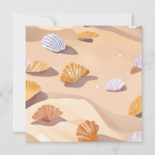 Muscheln im Sand   Strand Ozean Aquarell Karte