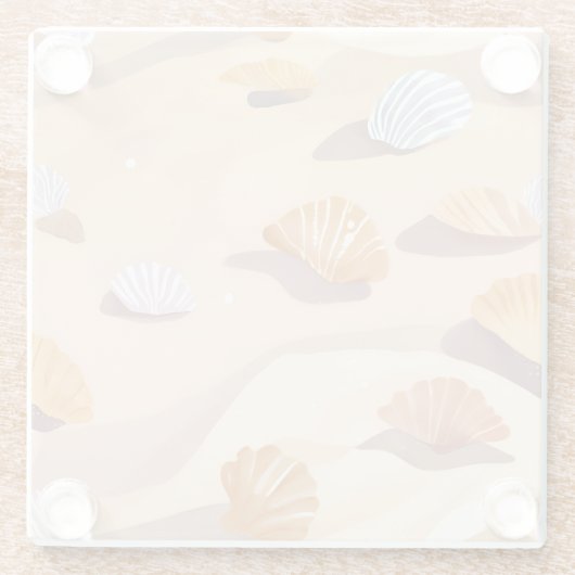 Muscheln im Sand | Strand Wasserfarbe Glasuntersetzer (Rückseite)