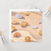 Muscheln im Sand | Strand Wasserfarbe Karte (Vorderseite/Rückseite Beispiel)