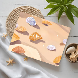 Muscheln im Sand | Strand Wasserfarbe Postkarte