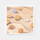 Muscheln im Sand | Strand Wasserfarbe Serviette (Vorderseite)