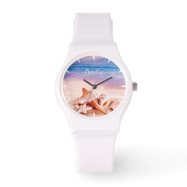 Muscheln im Sea Beach Paradise Armbanduhr (Vorderseite)