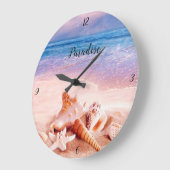 Muscheln im Sea Beach Paradise Große Wanduhr (Winkel)