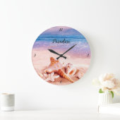 Muscheln im Sea Beach Paradise Große Wanduhr (Zuhause)