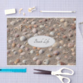 Muscheln im Sommer Strand Foto mit Text Seidenpapier (Handwerk)