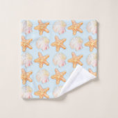 Muscheln in Aquarellfarben und Set mit Seesternbad (Waschlappen)