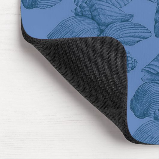 Muscheln in Blau Mousepad (Ecke)