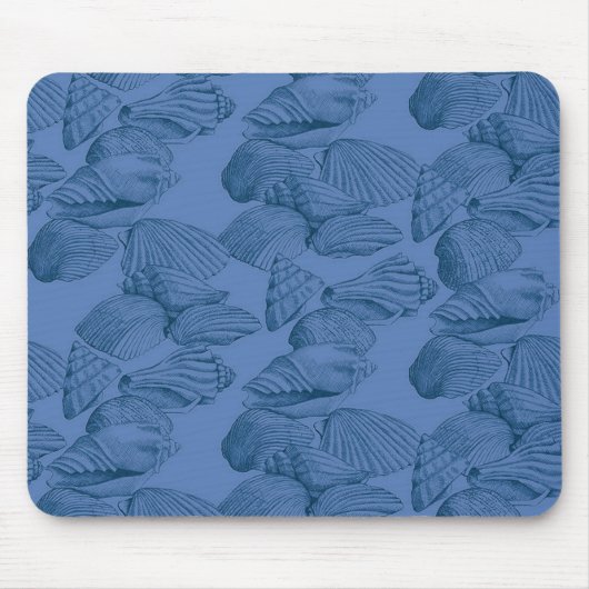 Muscheln in Blau Mousepad (Vorne)