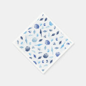 Muscheln in Blue Nautical Beach Motif Serviette (Ecke)