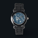 Muscheln in dunkelblau armbanduhr<br><div class="desc">Handgezeichnet Vektormuster mit Muscheln</div>