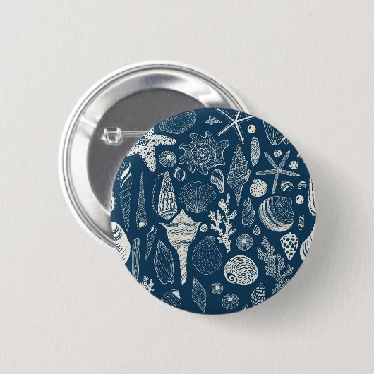 Muscheln in dunkelblau button (Vorne & Hinten)