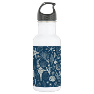 Muscheln in dunkelblau edelstahlflasche