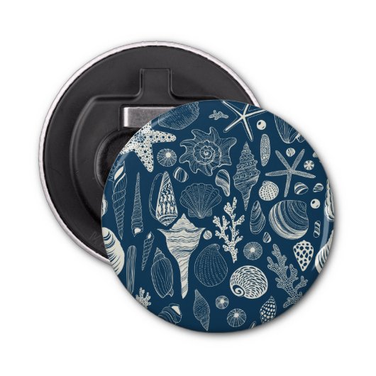 Muscheln in dunkelblau flaschenöffner (Vorderseite)